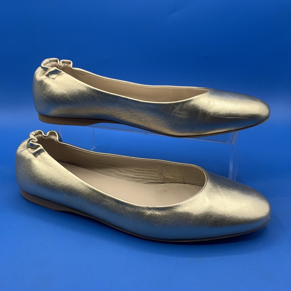 Thursday Scrunch Ballet Flat Women's Gold Casual Modest Office Shoes Size 9.5